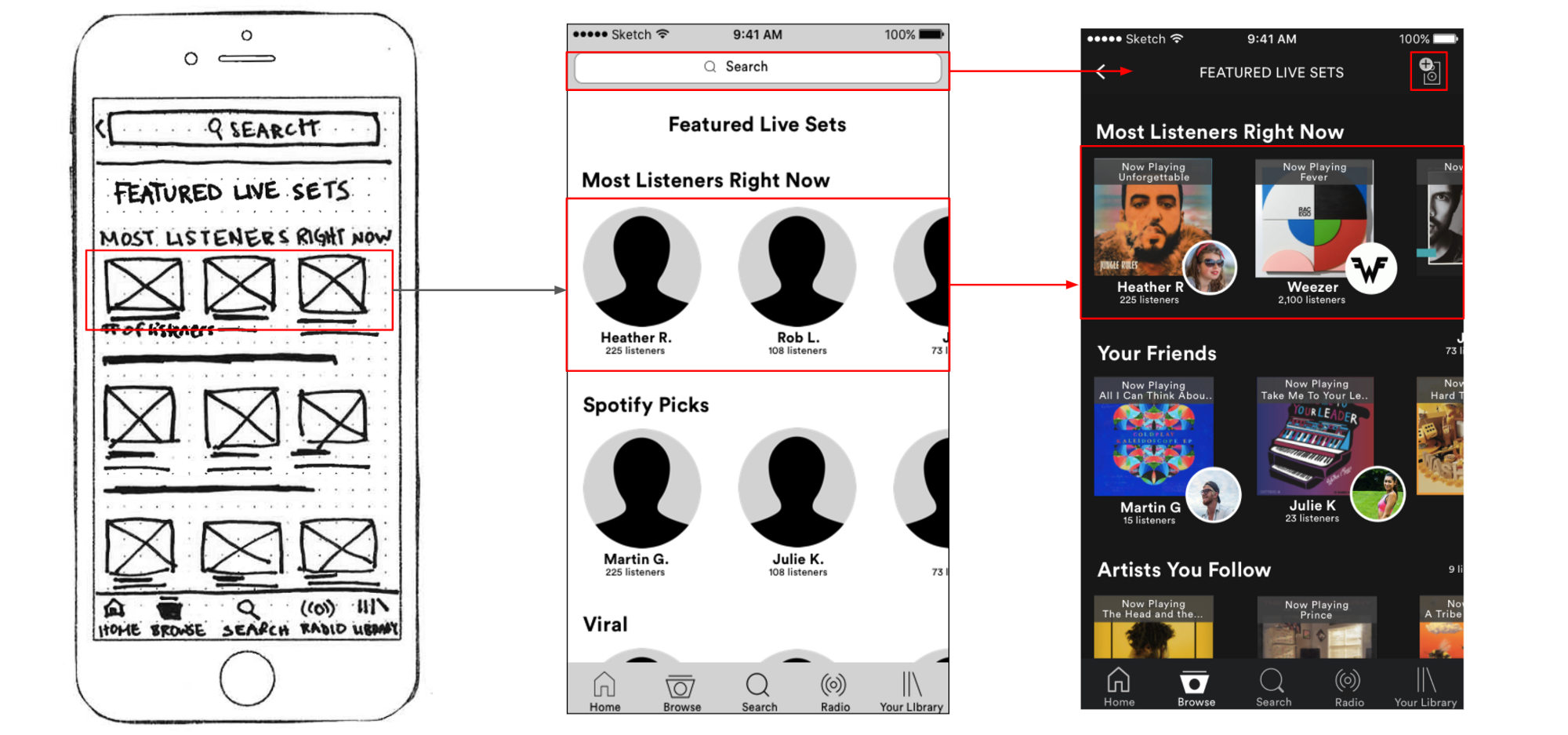 Evolution of the Featured Live Sets Screen